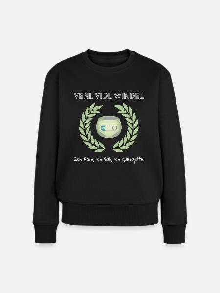 Veni. Vidi. Windel - Frauen Premium Bio Pullover - Schwarz