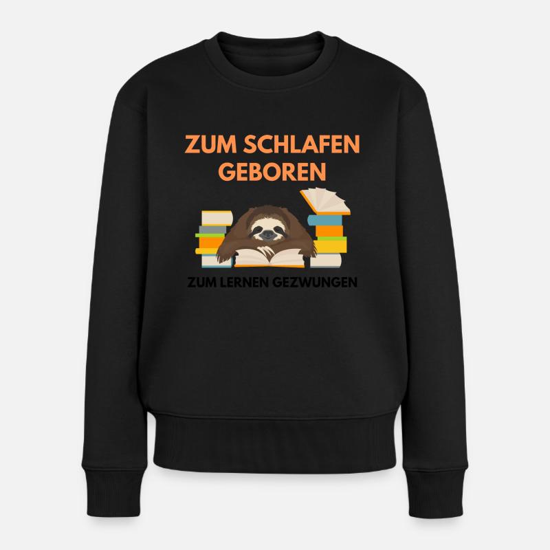 Schlafen und Lernen - Frauen Premium Bio Pullover - Schwarz