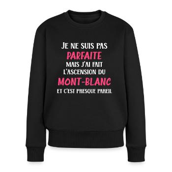 Je ne suis pas parfaite mais mont blanc - Pull Premium bio Femme - noir - Devant - Julia (174cm)