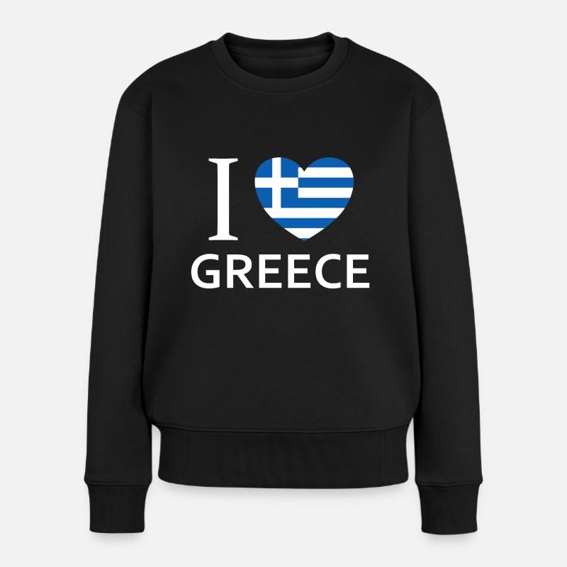 I love Greece - Frauen Premium Bio Pullover - Schwarz