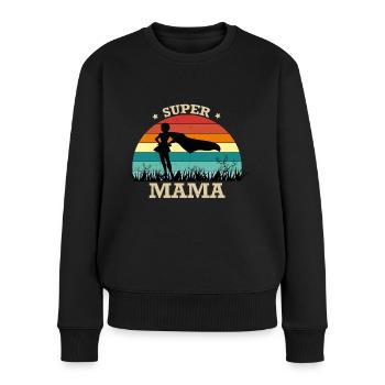 Super Mama T-shirt & Hoddie Design - Frauen Premium Bio Pullover - Schwarz - Vorne - Julia (174cm)