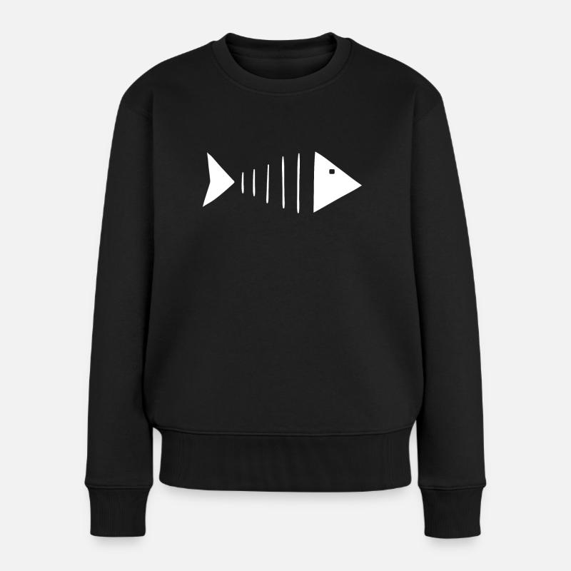 Fischgräte Fisch Angler Fischer - Frauen Premium Bio Pullover - Schwarz