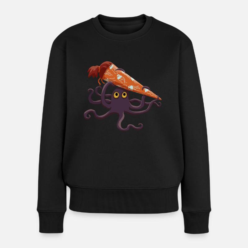 Kraken mit Schultüte - Frauen Premium Bio Pullover - Schwarz