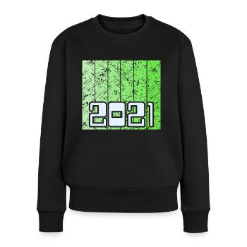2021 - Frauen Premium Bio Pullover - Schwarz - Vorne - Julia (174cm)