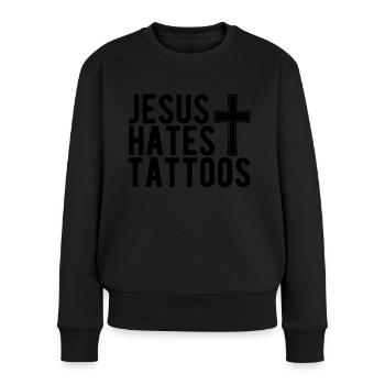 Jésus déteste les tatouages Tatouage Anti Tatouage - Pull Premium bio Femme - noir - Devant - Julia (174cm)