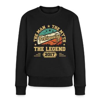 Geburtstagsgeschenk - geboren im Februar 2017 - Frauen Premium Bio Pullover - Schwarz - Vorne - Julia (174cm)