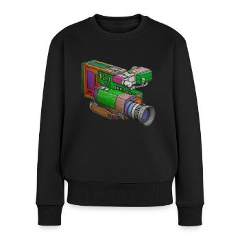 Graffiti Camcorder - Frauen Premium Bio Pullover - Schwarz - Vorne - Julia (174cm)