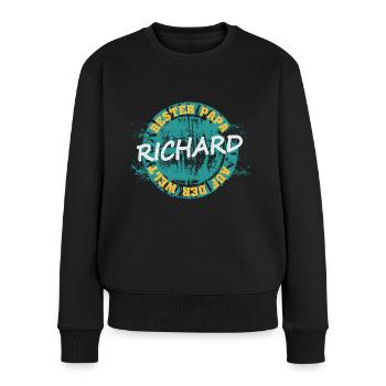 Vatertag Richard - Frauen Premium Bio Pullover - Schwarz - Vorne - Julia (174cm)