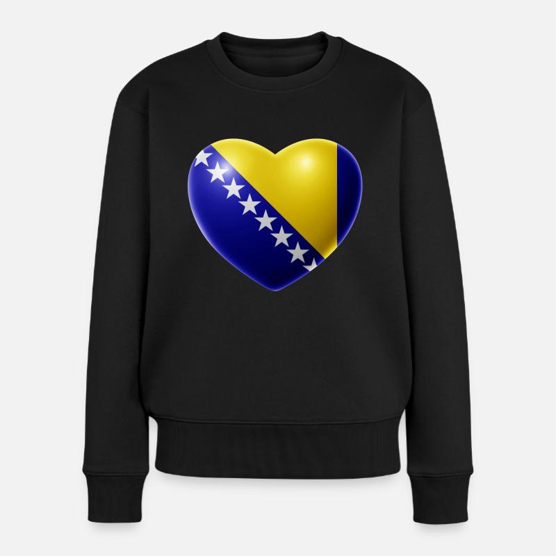 Herz (Bosnien / Bosna) - Frauen Premium Bio Pullover - Schwarz