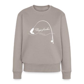 fliegenfischer - Frauen Premium Bio Pullover - Taupe - Vorne - Julia (174cm)