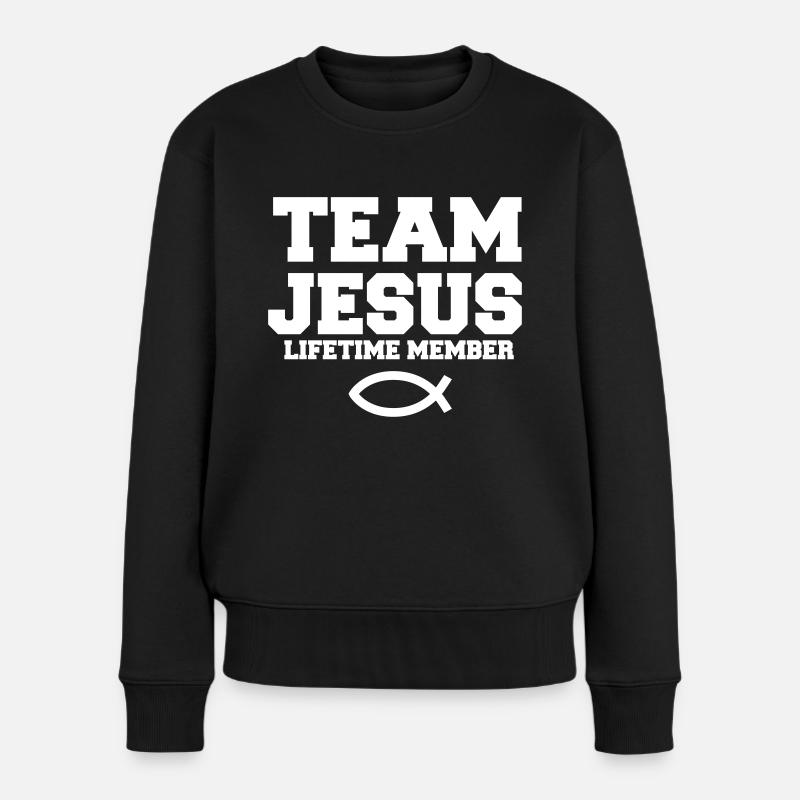 Team Jesus mit Fisch Symbol christliches Geschenk - Frauen Premium Bio Pullover - Schwarz