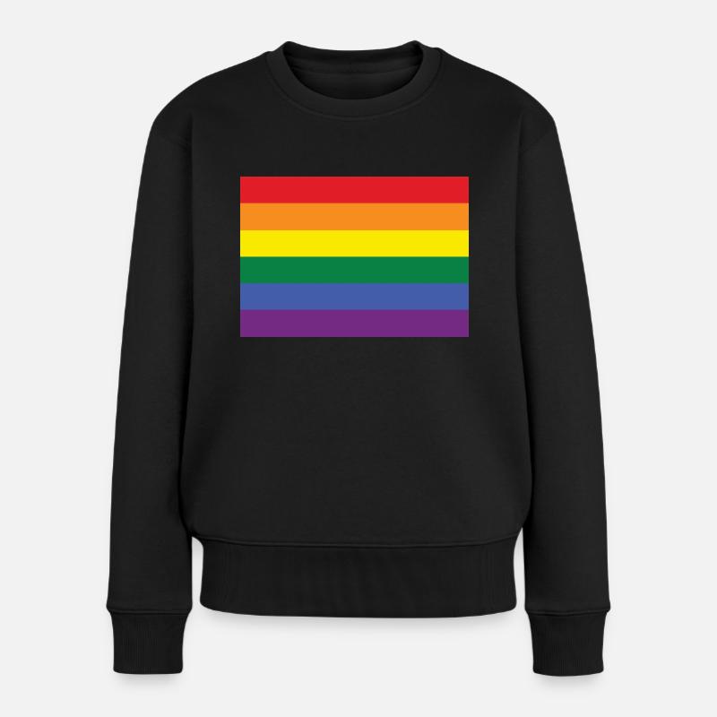 Regenbogen-Flagge Gay Pride CSD LGBT lesbian queer - Frauen Premium Bio Pullover - Schwarz