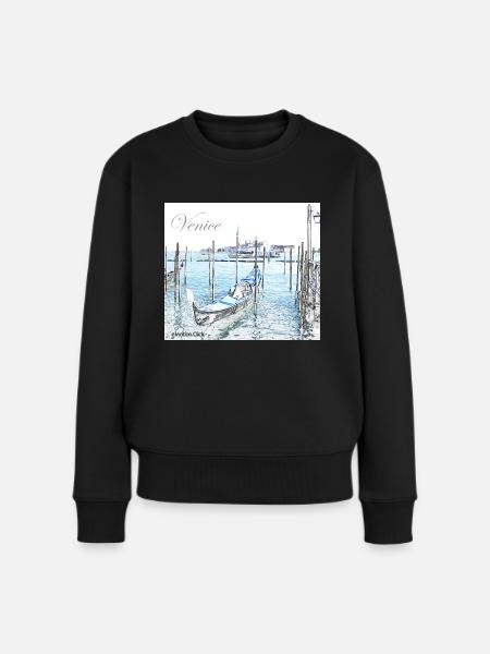 Venedig Gondel Italien - Frauen Premium Bio Pullover - Schwarz