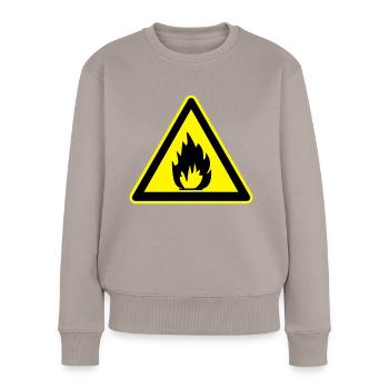 signe inflammable - Pull Premium bio Femme - taupe - Devant - Julia (174cm)