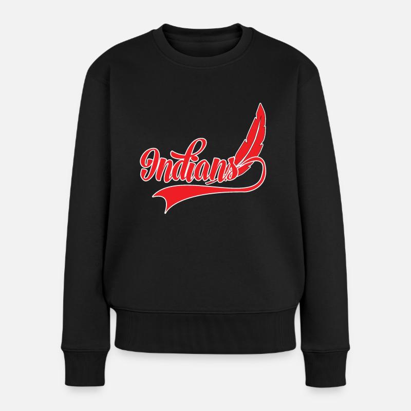 INDIANER - Frauen Premium Bio Pullover - Schwarz