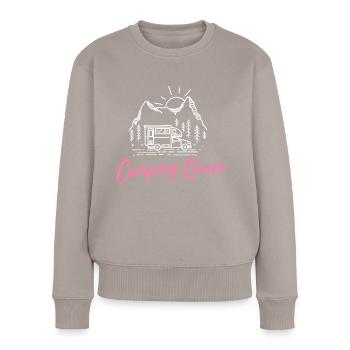 Camping Queen - Camperin Camping Königin - Pull Premium bio Femme - taupe - Devant - Julia (174cm)