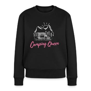 Camping Queen - Camperin Camping Königin - Frauen Premium Bio Pullover - Schwarz - Vorne - Julia (174cm)