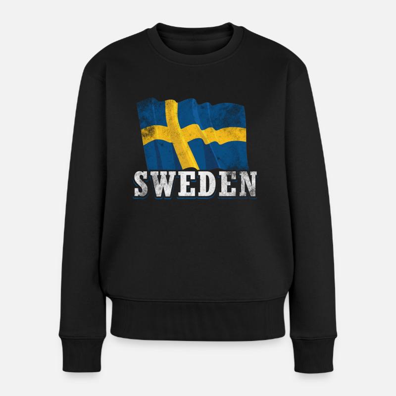 Schweden Flagge - Frauen Premium Bio Pullover - Schwarz