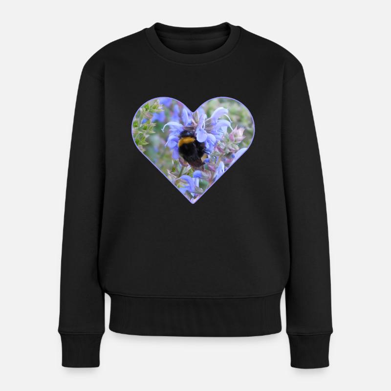 Ein Herz für Hummeln - Frauen Premium Bio Pullover - Schwarz