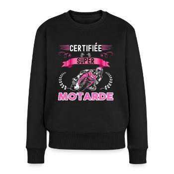 Motarde femme moto - Pull Premium bio Femme - noir - Devant - Julia (174cm)