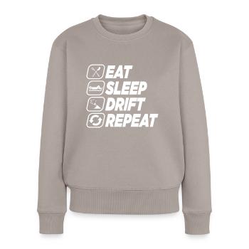 MANGER SOMMEIL DÉRIVE RÉPÉTER - Pull Premium bio Femme - taupe - Devant - Julia (174cm)