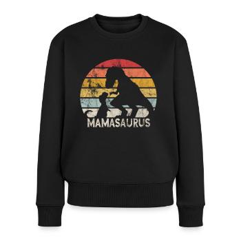 Retro Mamasaurus Mama Muttertagsgeschenk - Frauen Premium Bio Pullover - Schwarz - Vorne - Julia (174cm)