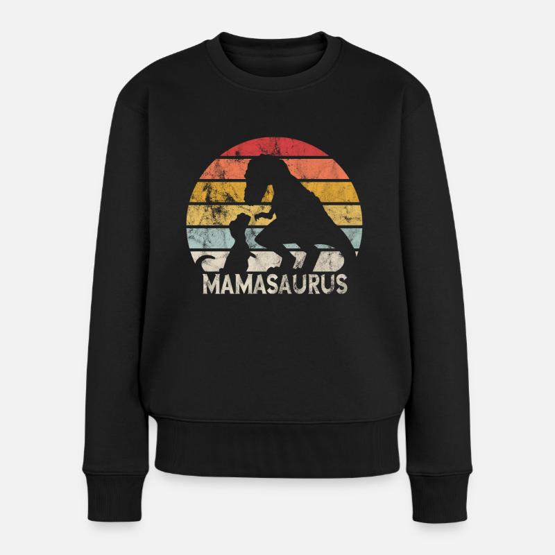 Retro Mamasaurus Mama Muttertagsgeschenk - Frauen Premium Bio Pullover - Schwarz