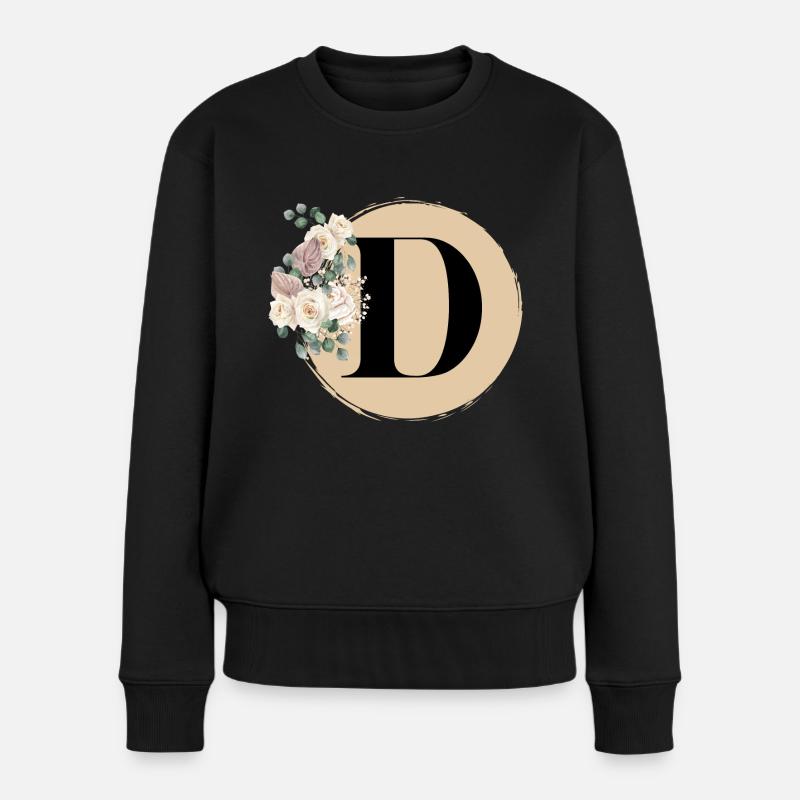 Buchstabe D - Frauen Premium Bio Pullover - Schwarz