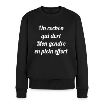 Un cochon qui dort mon gendre en plein effort - Pull Premium bio Femme - noir - Devant - Julia (174cm)