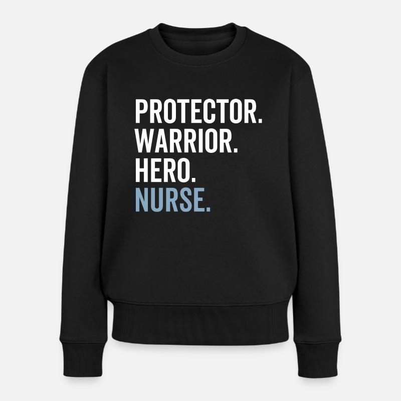Protector Krieger Held Krankenschwester - Frauen Premium Bio Pullover - Schwarz