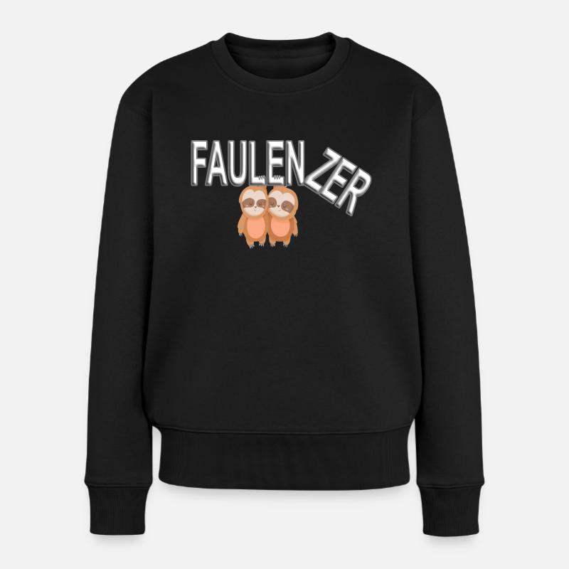 Faulenzer - Faultier - Frauen Premium Bio Pullover - Schwarz