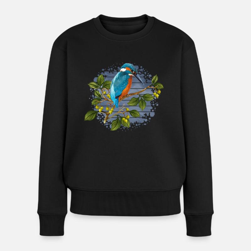 Bunter Vogel - Frauen Premium Bio Pullover - Schwarz