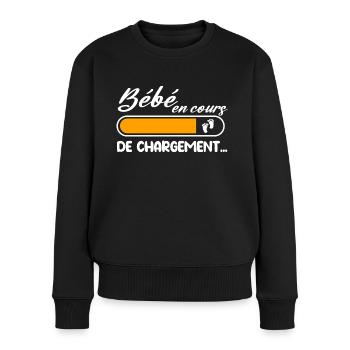 Bébé en cours de chargement t-shirt femme enceinte - Pull Premium bio Femme - noir - Devant - Julia (174cm)