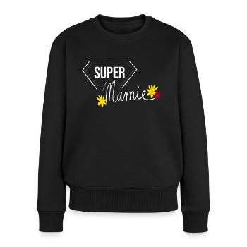 super mamie - fête des mères - grand mère - Pull Premium bio Femme - noir - Devant - Julia (174cm)