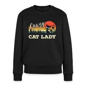 Crazy Cat Lady - Verrückte Katzen Frau - Frauen Premium Bio Pullover - Schwarz - Vorne - Julia (174cm)