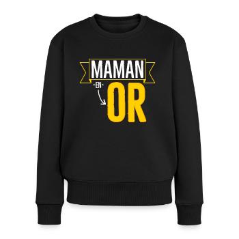 Maman en or - Pull Premium bio Femme - noir - Devant - Julia (174cm)