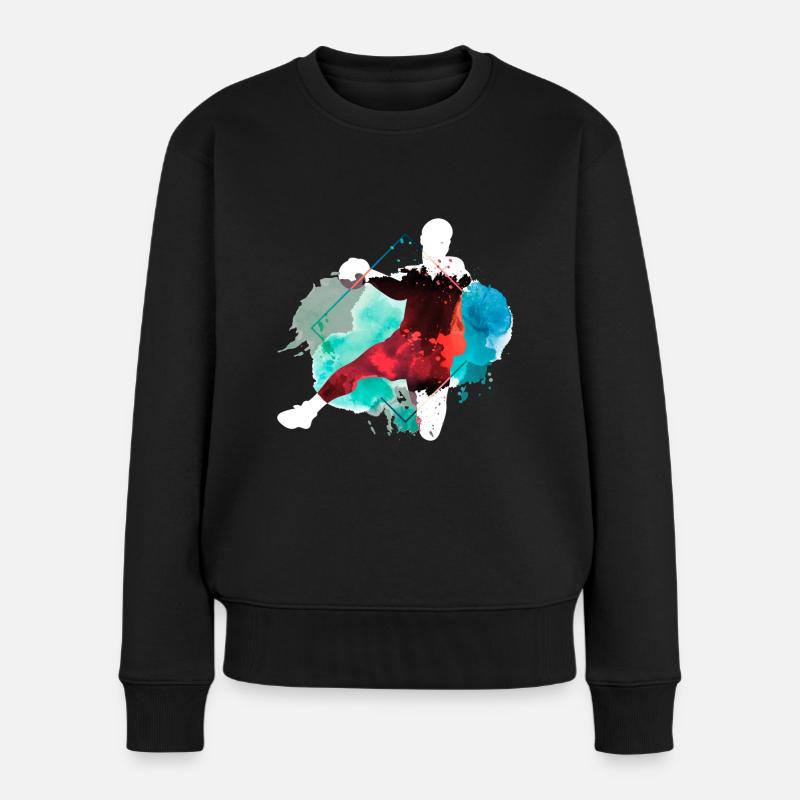 Handball Handballspieler Handballer Splash Bunt - Frauen Premium Bio Pullover - Schwarz
