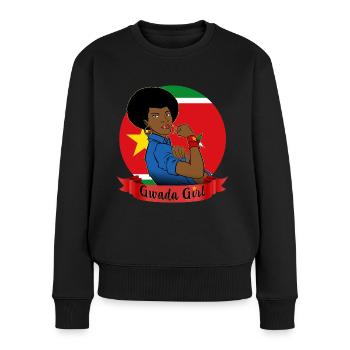 Gwada Girl Energy and strength flag Guadeloupe - Women's Premium Organic Jumper - black - Front - Julia (174cm)