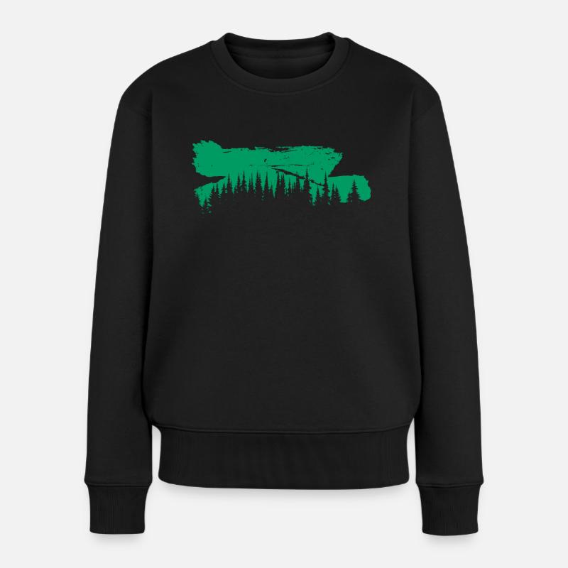 Wald Wälder Förster - Frauen Premium Bio Pullover - Schwarz