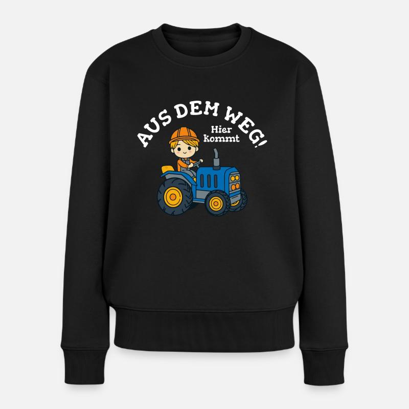 Traktor Junge Kinder Name Vorlage - Frauen Premium Bio Pullover - Schwarz