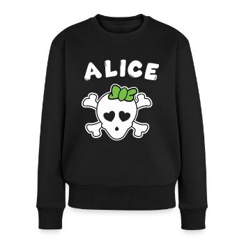 Piratin Alice Design für Mädchen und Frauen - Frauen Premium Bio Pullover - Schwarz - Vorne - Julia (174cm)