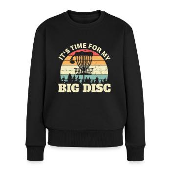 It's Time For My Big Disc retro funny Disc Golf - Frauen Premium Bio Pullover - Schwarz - Vorne - Julia (174cm)