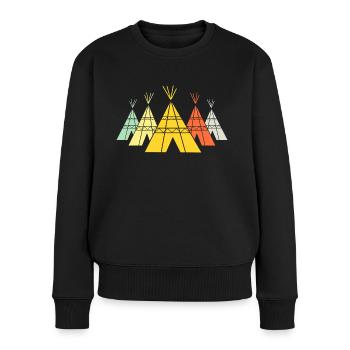 T-shirt rétro avec des types de tipis amérindiens - Pull Premium bio Femme - noir - Devant - Julia (174cm)
