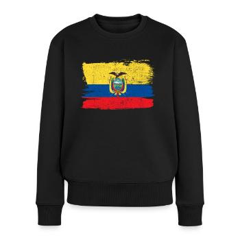 Drapeau de l’Équateur drapeau paix Vintage - Pull Premium bio Femme - noir - Devant - Julia (174cm)