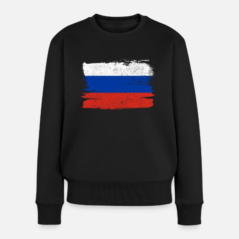 Russland Flagge Flagge Frieden Vintage - Frauen Premium Bio Pullover - Schwarz