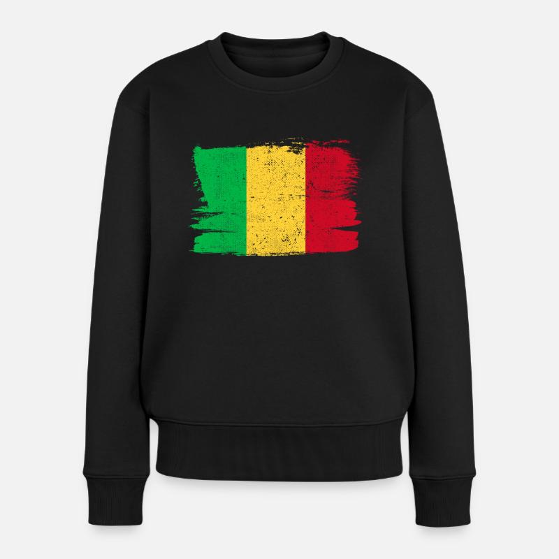 Mali Flagge Flagge Frieden Vintage - Frauen Premium Bio Pullover - Schwarz
