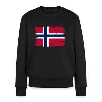 Norwegen Flagge Flagge Frieden Vintage - Frauen Premium Bio Pullover - Schwarz - Vorne - Julia (174cm)