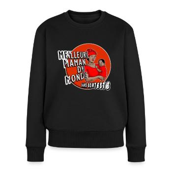 Meilleure maman du monde, sans conteste - Pull Premium bio Femme - noir - Devant - Julia (174cm)