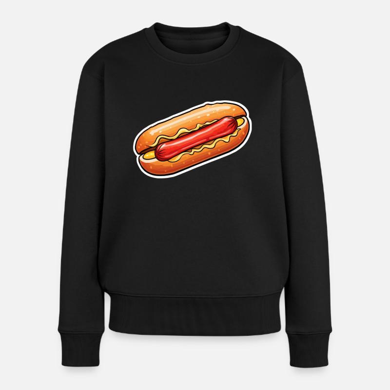 Hot Dog - Frauen Premium Bio Pullover - Schwarz