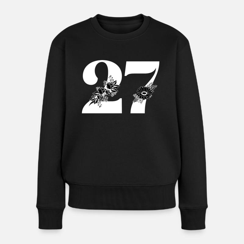 Numéro 27 floral noir -27e anniversaire floral - Pull Premium bio Femme - noir